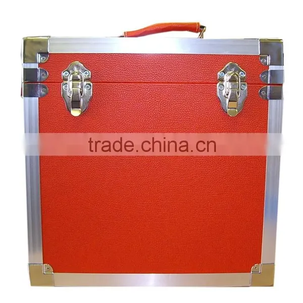 High Quality Red Faux Leather LP Record Carrier Case,red Vinyl lp Flight Box,professional Faux Leather DJ Flight Case Record Box photo-3