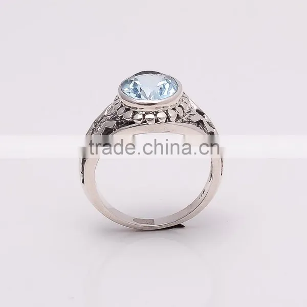BLUE TOPPAZ RING ,925 Sterling Silver Jewelry Wholesale,WHOLESALE SILVER JEWELRY,SILVER EXPORTER,SILVER JEWELRY FROM INDIA photo-3