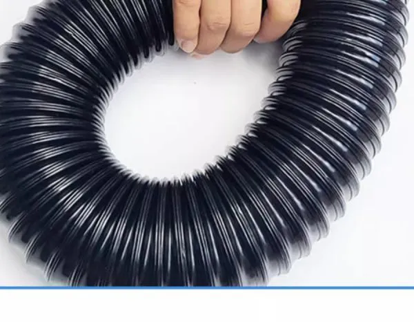 Black PU Polyurethane Corrugated PipeSteel Wire Reinforced Industrial Dust Suction Pipe photo-4