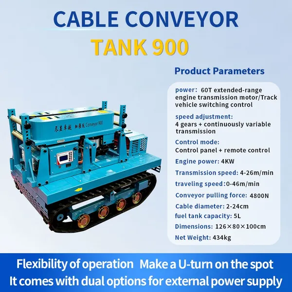 CHANGYUN Tank 900 Enhanced Crawler-Type Cable Conveyor (8000N Force, 2-24cm Cable) photo-3