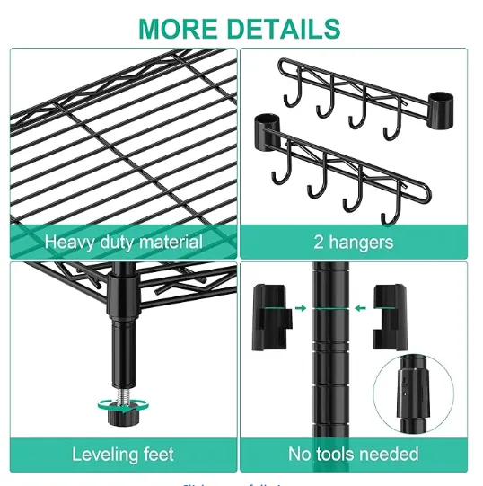 5-Tier Metal Shelves for Storage on Wheels photo-4