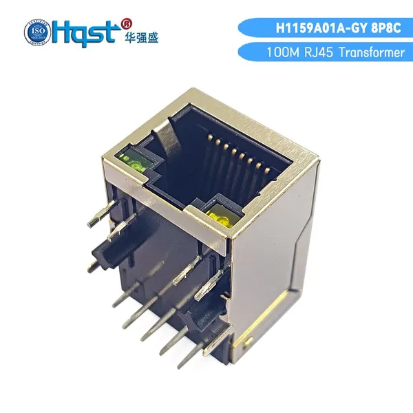 H1159A01A-GYB 100M RJ45 Connector With Integrated Lan Transformer 1500V Isolation RJ45 Jack