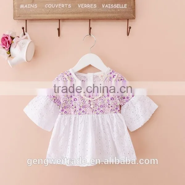 2015 Cute Baby Girl Summer Dress Infant Girls Broken Flower With Pearls Necklace photo-2