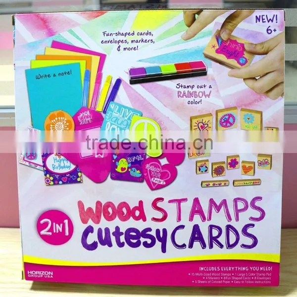 15 PCS WOODEN STAMPS WITH CUTESY CARD photo-2