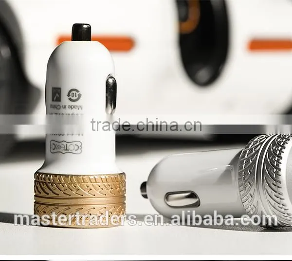 Coteetci Dual USB Ports For Phone 3.6A Fast Charging Tire Texture Design Aluminum Car Charger For Samsung/iPhone/HTC/LG TB-0189 photo-5