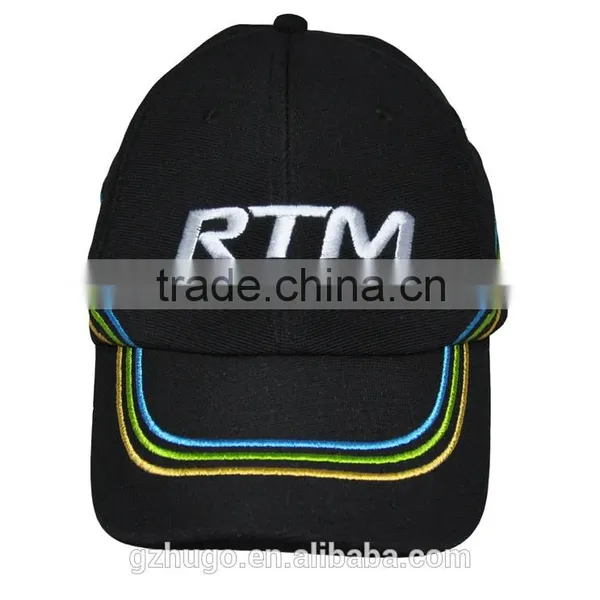 Hot!!! High Quality Durable Embroidery Outdoor Sport Curve Custom Promotional Black Colour Cotten-dacron Textile Baseball Hat photo-5