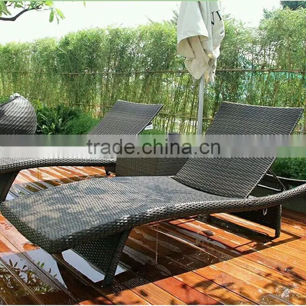Space Saving Folding Legs Black Brown PE Rattan Wicker Outdoor Patio Pool Chaise Lounge Chair photo-4