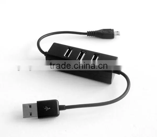 Black Micro Charge Cable With 3 Port Usb Hub for Samsung photo-2