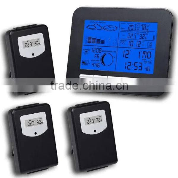 In/Outdoor Temperature Humidity RCC DCF With 3 Sensors Wireless Weather Station photo-3