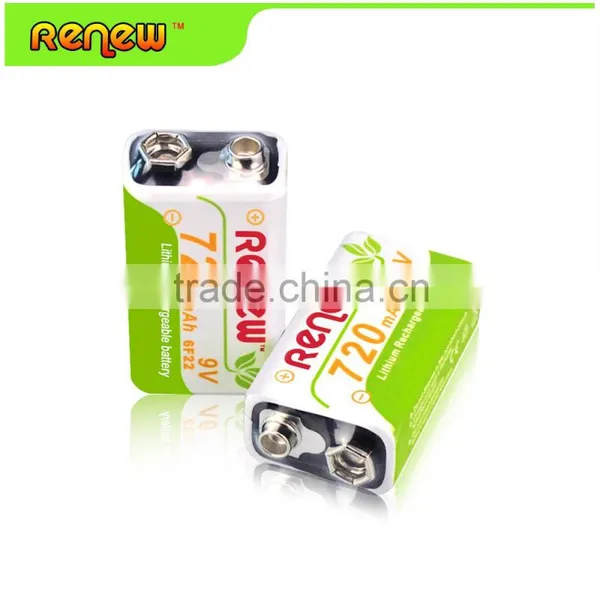 RENEW 6 Pack 9V 6F22 720mAh High Volume Lithium-ion Rechargeable 9 Volt Li-ion Batteries photo-3