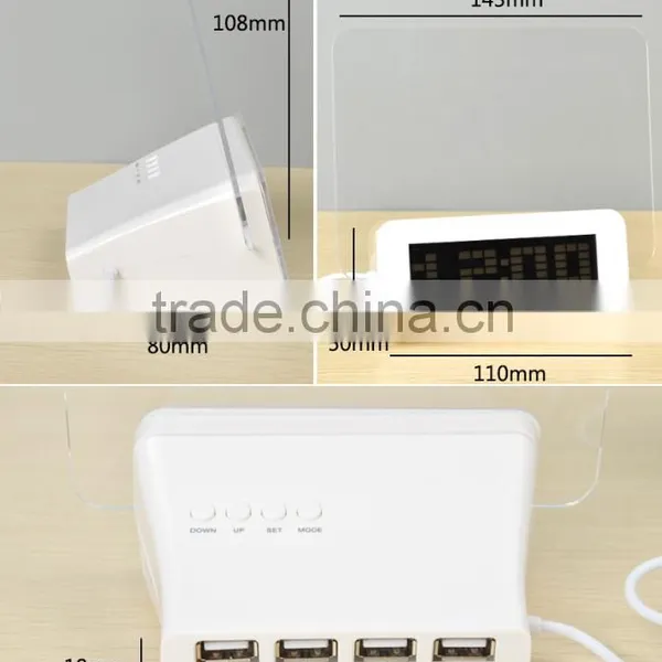 Novel Smart Night Light Clock With Memo Board With USB HUB photo-2
