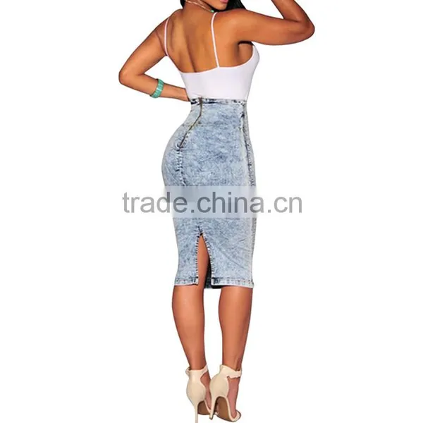 2016 Summer Fashion Women Long Tight Blue Jean Sexy Pencil Skirts photo-2