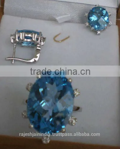 White Gold Set Ring Earring