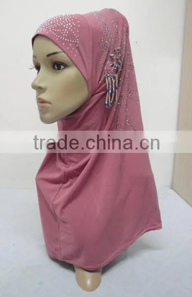 H283 New Style One Piece Hijab With Handmade Chains and Beadings photo-5