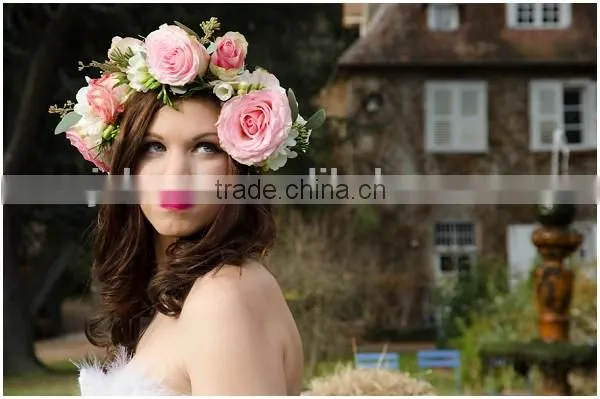 New Artificial Flower Crown Decorative Artificial Flower Crown Headband Flower photo-4