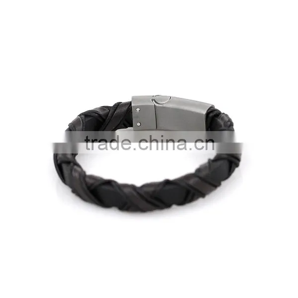 Magnet Clasp Bracelet Bead Stainless Steel Handmade Leather Bracelet photo-2