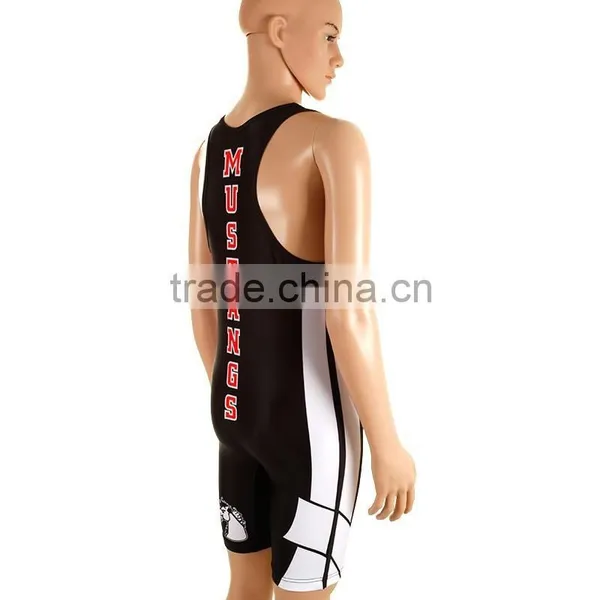 Custom Brand Usa Sublimated Blank White Black Wrestling Singlets photo-5
