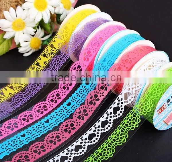 DIY Craft Crochet Cotton Knit Lace Sticker Ribbon Tape Roll Adhesive Beige