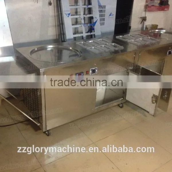 2015 Hot Sale Flat Single Pan With 6 Topping Pans Stir Fry Ice Cream Machine photo-6