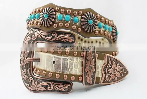 Western Cowgirls Crystal Rhinestone Belt With Turquoise