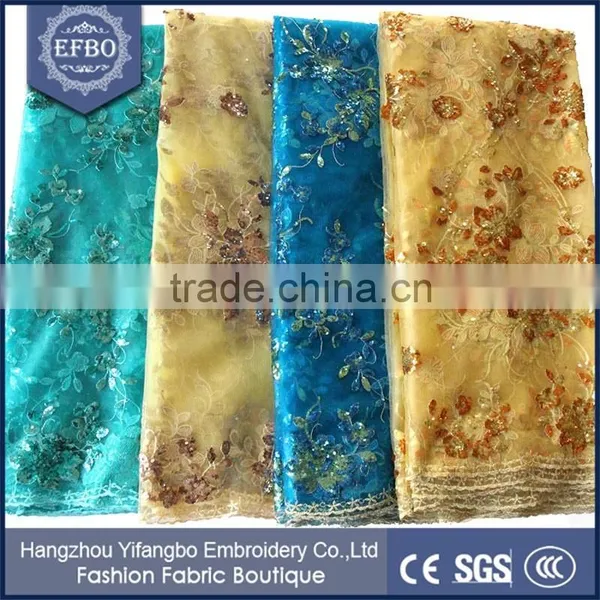 2016 Reliable Supplier in China Embroidered Bridal Tulle Fabric Wholesale Cheap Price African French Lace With Sequins photo-5