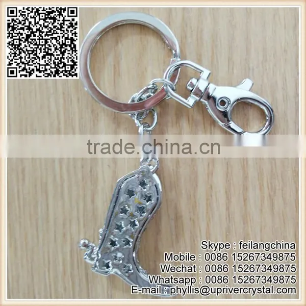 Fine Silver Shoes Keychain Crystal Diamond Key Ring For Promontion photo-2