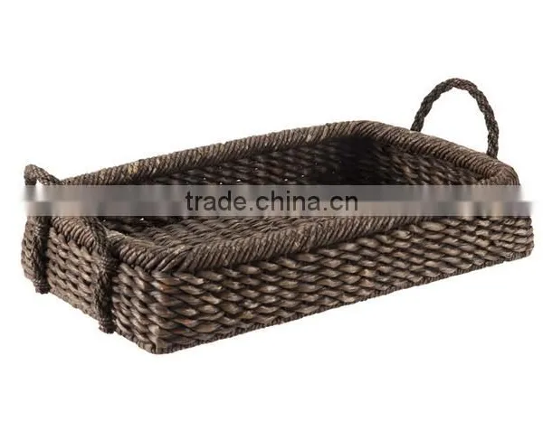 Rectangle Natural Seagrass Woven Storage Basket With Handles photo-2