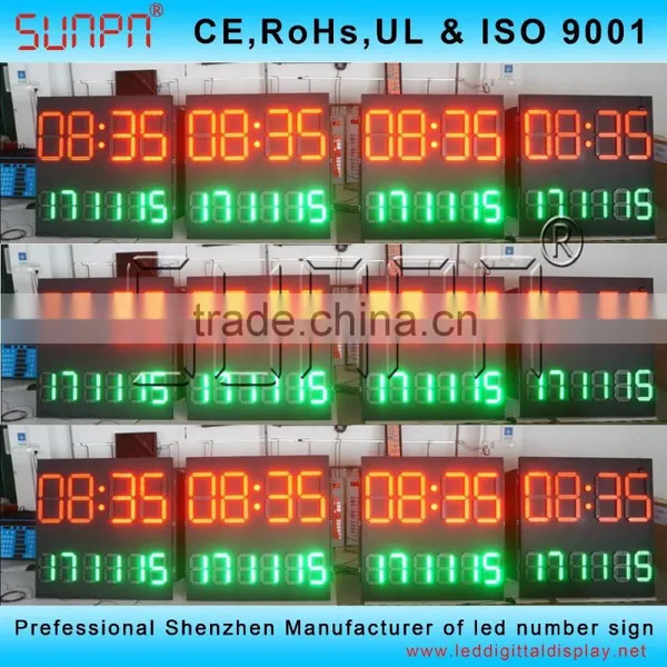 Denmark Large Scale Outdoor Led Clock /time /date /temperature Sign 4 Digits 7 Segment Led Large 2 Digits Led Countdown Timer
