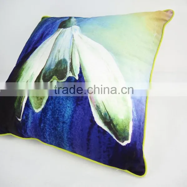 Decorative Car Sofa Bed Flower Printed Cushion Covers Comfortable Fabric Velvet Pillow Cases photo-4