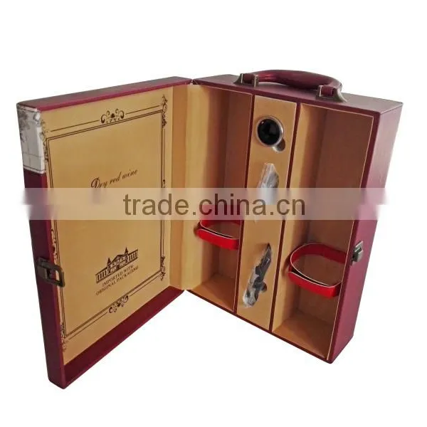 The Latest Design Luxury High Quality Wooden Wine Box for Two Bottles With Leather Surface photo-4