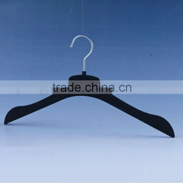 Black Thin Flocking Dress Plastic Hanger photo-3