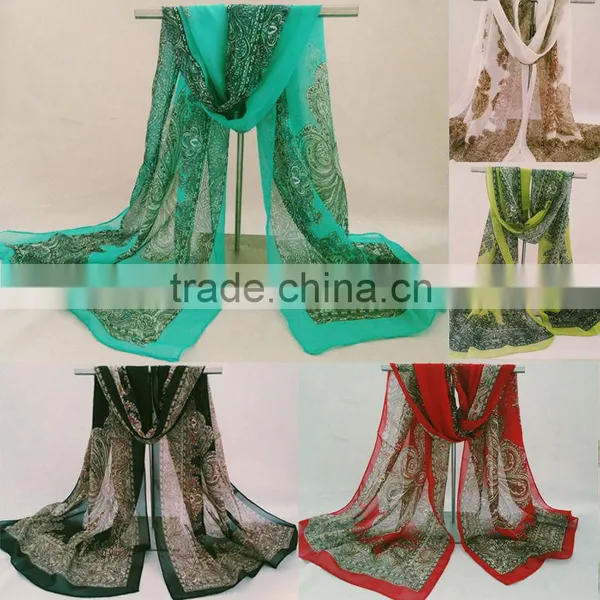 New Style Women Fashion Long Soft Scarf Chiffon Scarf Wrap Shawl Stole Scarves photo-6