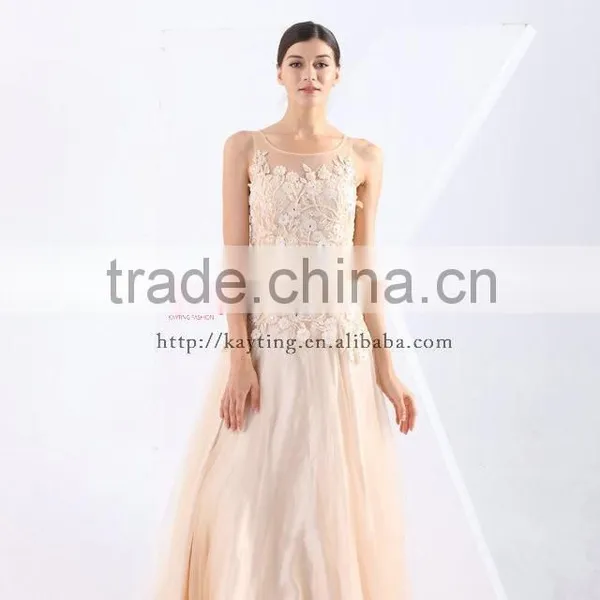 Graceful Applique Pink Long Prom Dress Real Sample Bridesmaid Dresss Pattern photo-2
