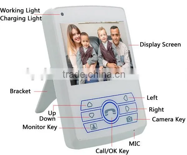 New Motion Detection Wireless Video Door Phone for Villa Intercom System 1 Outdoor Camera Connect With 2 Monitors photo-2