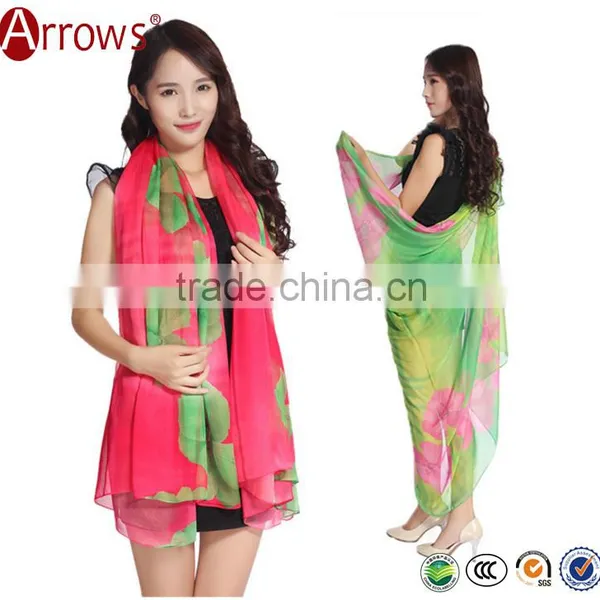 2015 Promotional Printed Polyester Chiffon Shawl With Floral Printing Model China Factory Wholesale
