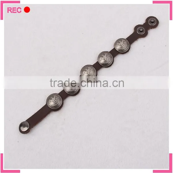 Teen Leather Bracelet With Badge, Leather Cuff Bracelets Wholesale photo-2