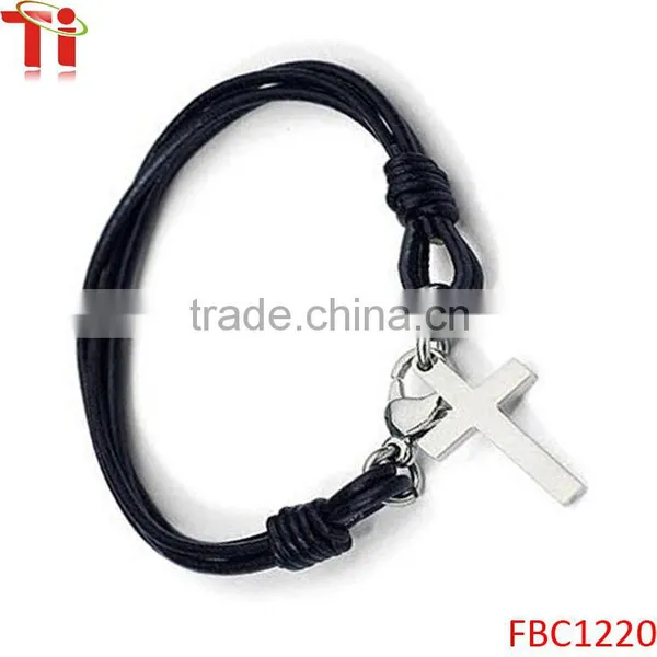 Men's Vintage Casual Cross Strand Leather Bracelet photo-2