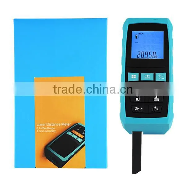 Measure Area Volume Pythagoras 60M/197ft Range Finder +/-1.5mm Accuracy Meter Feet Inches Units Digital Laser Meter Tool photo-5