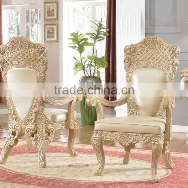 French Royal Style Solid Wood Round Dining Table Set With Upholstery Dining Chairs And Side Board Sets(MOQ=1 SET) photo-3