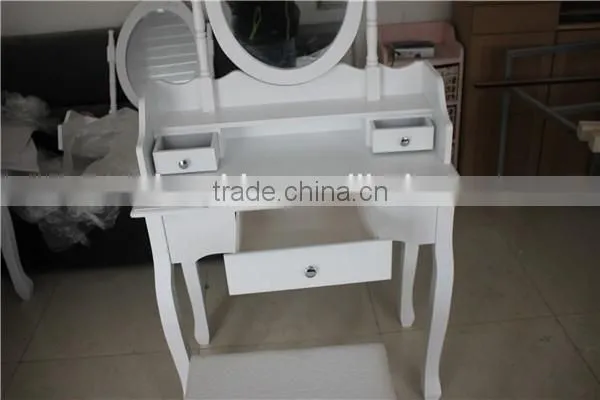 Home Furniture Elegant White Dresser Set With Mirrors And Stool Simple European Style Bedroom Furniture YD-B-1Item 80*40*135cm photo-2
