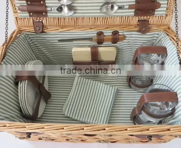 Custom Willow Picnic Basket With Shoulder Strap photo-4