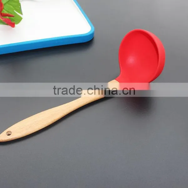 CK-3123 High Quality FDA & LFGB 7pcs Gadget Silicone Kitchen Cooking Tools Set Eco Silicone Kitchen Utensil Set With Wood Handle photo-3