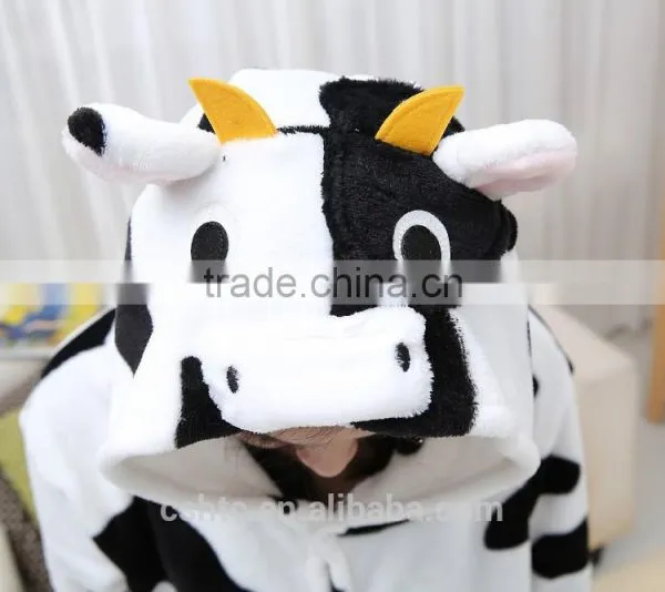 Flannel Cartoon Adult Animal Jumpsuit Animal Pajamas Jumpsuit Cow Design photo-3