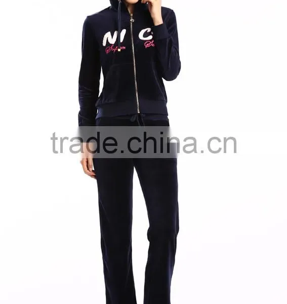 2016 New Latest Design Sports China Cheap Fashion Velour Tracksuits for Lady photo-3