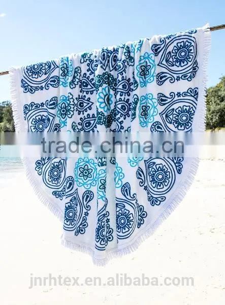 Cotton Velour Promotions Logos Australian The Beach People Roundie Towel With Tassel Fringe photo-3