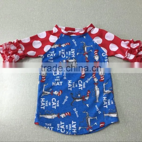 Boutique Ruffle Raglan Shirts for Easter Baby Shirts Children Icing Ruffle Clothing photo-5
