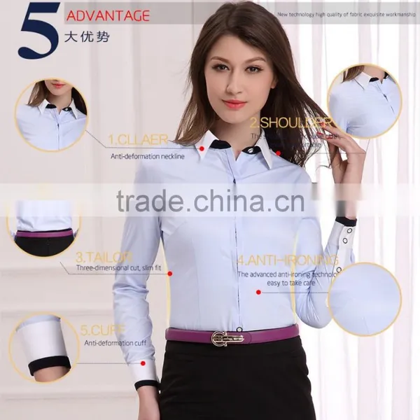 Latest Design For Women With Long Sleeved Business Shirt,ladies Blouse (DSHL018) photo-3