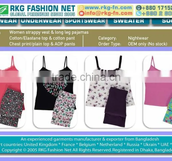 Women Cotton Jersey Camisole & Long Pant Pajamas