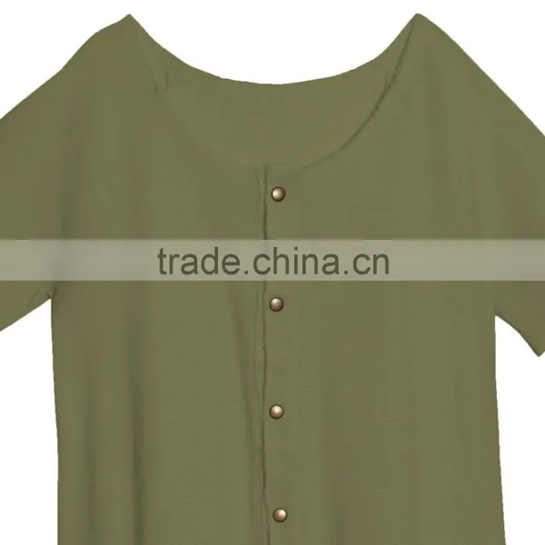 2017 Wholesale Kids Clothes Children Buttoned Jumpsuit Olive Green Baby Clothes Set Summer photo-2