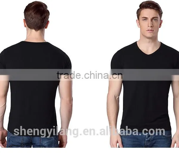 Mens Loose Large Size Modal Viscose Bodybuilding Tight Fit Dri Fit V-neck T-shirts photo-2